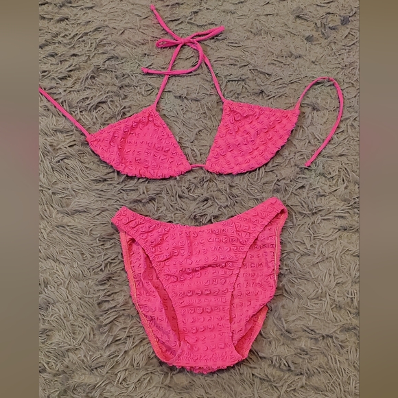 Swim Vintage 9s Hot Pink String Bikini High Cut Bottoms Poshmark